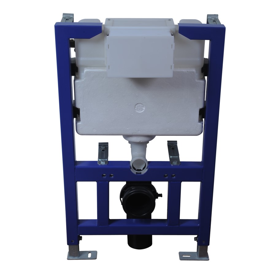 820mm Wall Hung Toilet Frame with Gunmetal Pneumatic Dual Flush Plate & Concelead Cistern - Elira