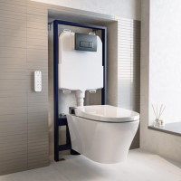 Wall Hung Smart Bidet Toilet with Heated Seat & Gunmtal Pneumatic Flush Plate, 1168mm Frame & Cistern - Purificare