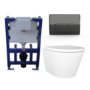 Wall Hung Toilet with Soft Close Toilet Seat, Gunmetal Pneumatic Flush Plate, 820mm Frame & Cistern - Newport