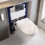 Wall Hung Smart Bidet Japanese Toilet with Heated Seat & Gunmtal Pneumatic Flush Plate, 820mm Frame & Cistern - Purificare