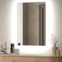 BUN/ELIOBP500/98924 Rectangular Backlit Wall Mirror with Battery Operated Lights 50 x 70cm - Elio