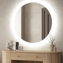 BUN/ELIOBP600/98925 Round Backlit Wall Mirror with Battery Operated Lights 60cm- Elio