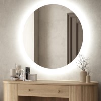 Round Backlit Wall Mirror with Battery Operated Lights 60cm- Elio