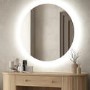 Round Backlit Wall Mirror with Battery Operated Lights 60cm- Elio