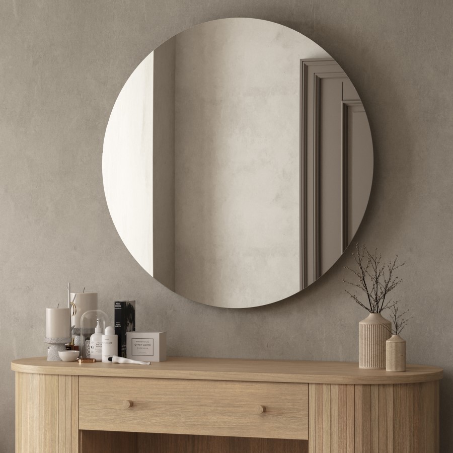 Round Backlit Wall Mirror with Battery Operated Lights 60cm- Elio