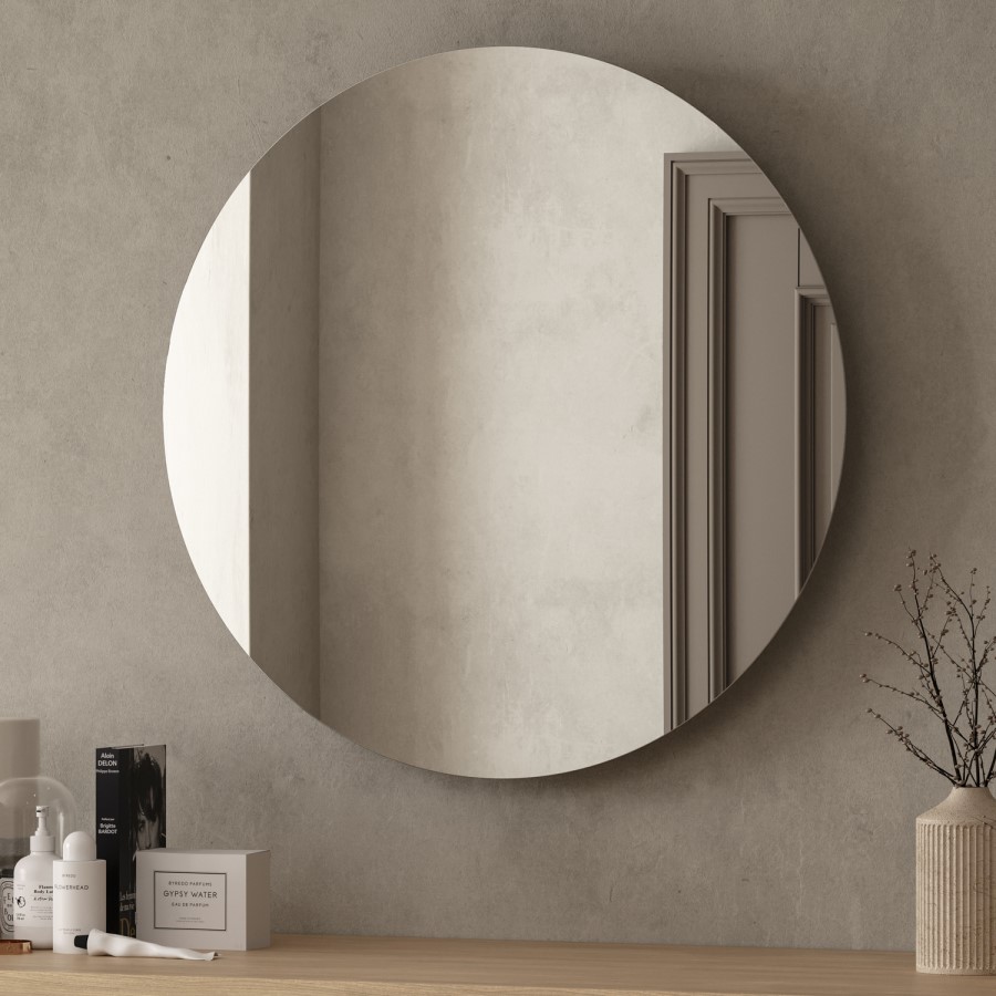 Round Backlit Wall Mirror with Battery Operated Lights 80cm- Elio