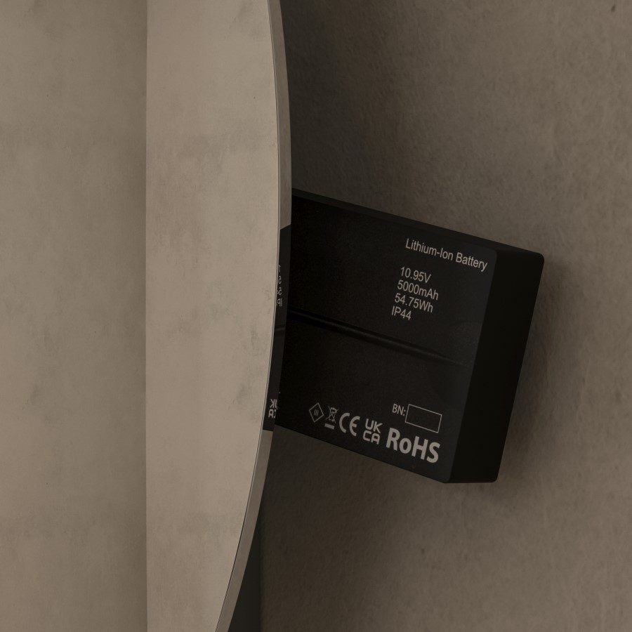 Round Backlit Wall Mirror with Battery Operated Lights 80cm- Elio