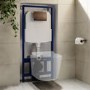 1160mm Wall Hung Toilet Frame with Brushed Bronze Pneumatiic Flush Plate & Concealed Cistern - Elira