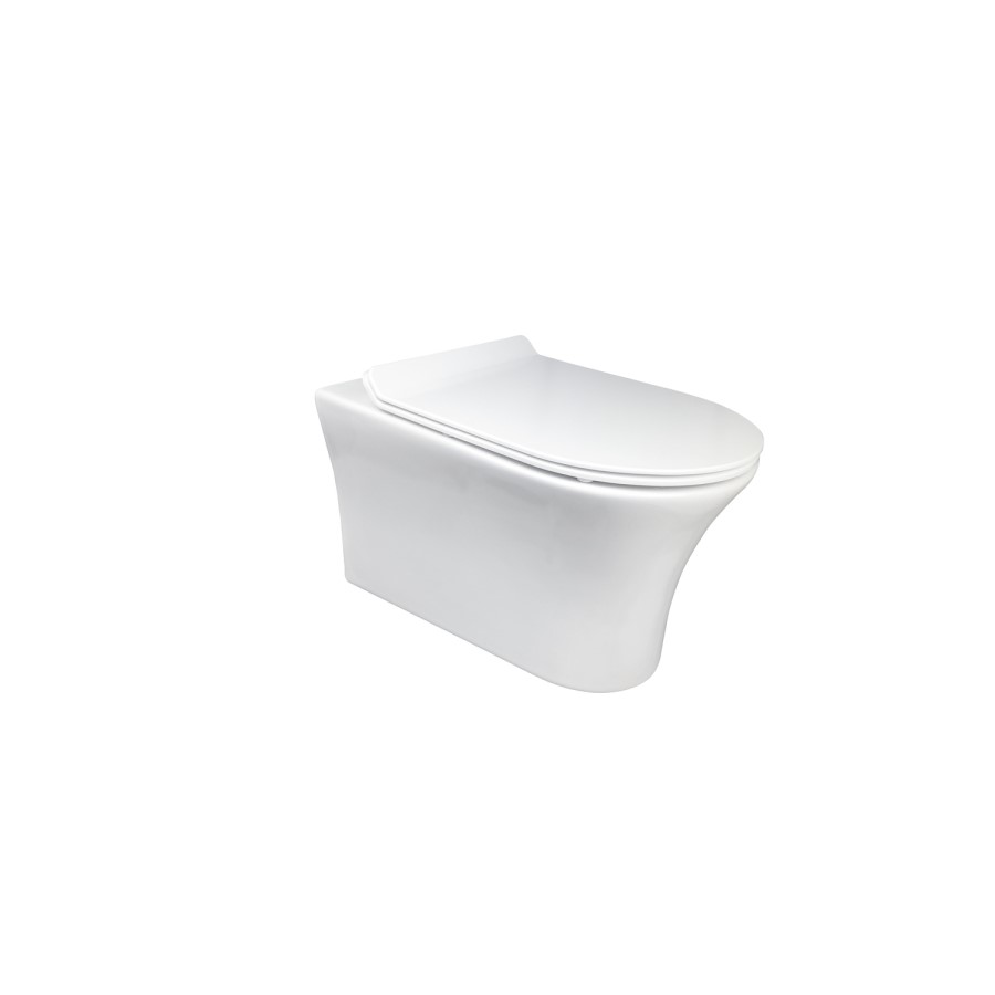 Wall Hung Toilet with Soft Close Toilet Seat, Gunmetal Pneumatic Flush Plate, 1168mm Frame & Cistern - Indiana