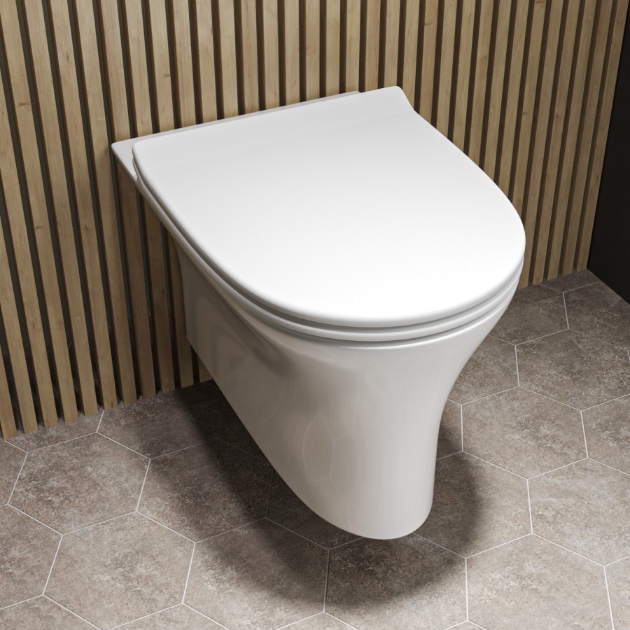Wall Hung Toilet with Soft Close Toilet Seat, Gunmetal Pneumatic Flush Plate, 1168mm Frame & Cistern - Indiana