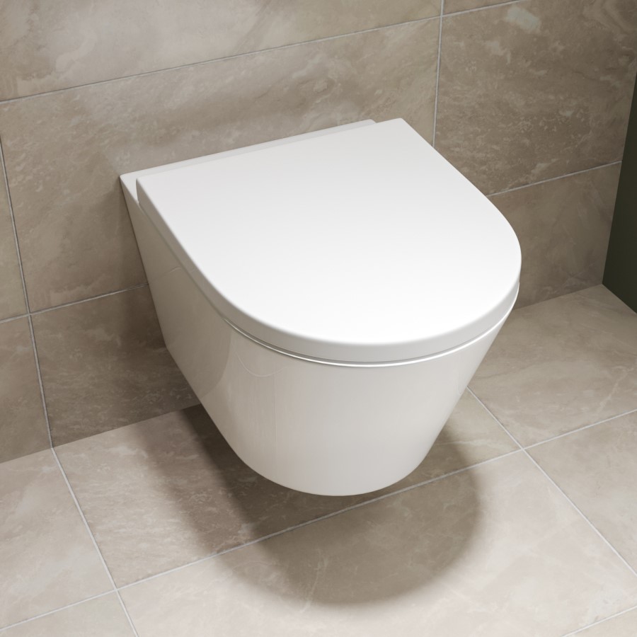 Wall Hung Toilet with Soft Close Toilet Seat, Gunmetal Pneumatic Flush Plate, 820mm Frame & Cistern - Newport