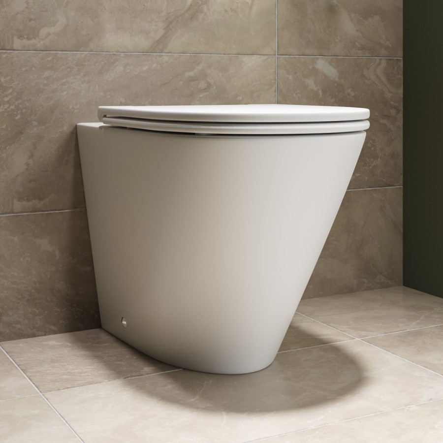 Matt White Wall Hung Toilet with Soft Close Toilet Seat, Brushed Bronze Pneumatic Flush Plate, 820mm Frame & Cistern - Newport