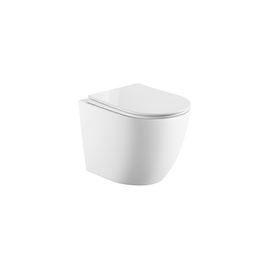 Wall Hung Toilet with Soft Close Seat, Gunmetal Pneumatic Flush Plate, 820mm Frame & Cistern - Roma