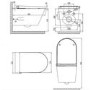 Wall Hung Smart Bidet Toilet with Gunmetal Flush Plate & 820mm Frame & Cistern - Purificare