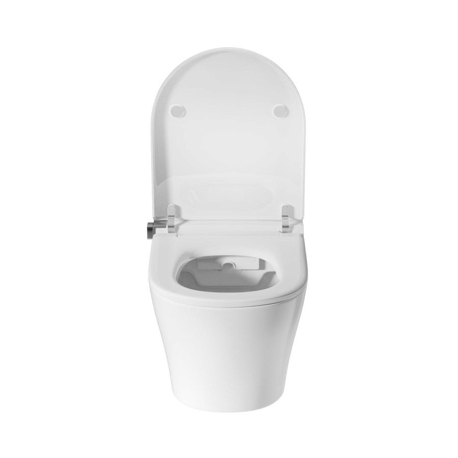 Wall Hung Smart Bidet Toilet with Heated Seat & Gunmtal Pneumatic Flush Plate, 1168mm Frame & Cistern - Purificare