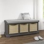 Elms Grey Wooden Blanket Box with Wicker Baskets & Cushion