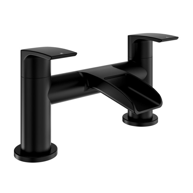 Black Waterfall Basin Mixer Tap & Bath Filler Tap Pack - Elina