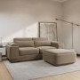 Mink Velvet 3 Seater Sofa and Footstool Set - Elvi