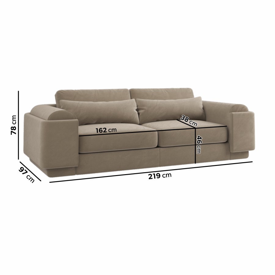 3 Seater Sofa and Armchair Set in Mink Velvet - Elvi