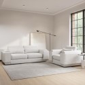BUN/ELV002/91172 3 Seater Sofa and Armchair Set in Cream Boucle - Elvi