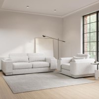 3 Seater Sofa and Armchair Set in Cream Boucle - Elvi 3 Seater Sofa and Armchair Set in Cream Boucle - Elvi