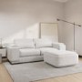 Cream Boucle 3 Seater Sofa and Footstool Set - Elvi