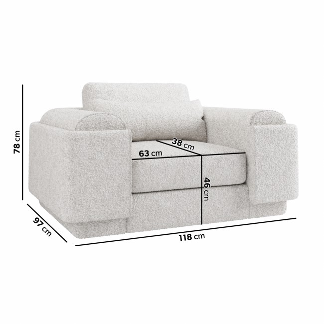 Cream Boucle Armchair and Footstool - Elvi