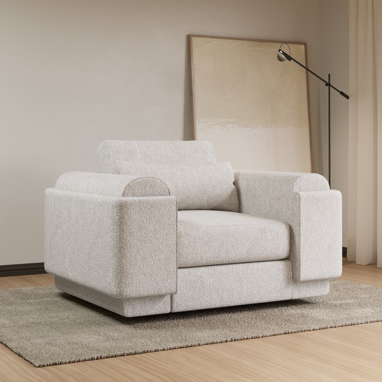 ONLY OPENED - Cream Boucle Armchair - Elvi