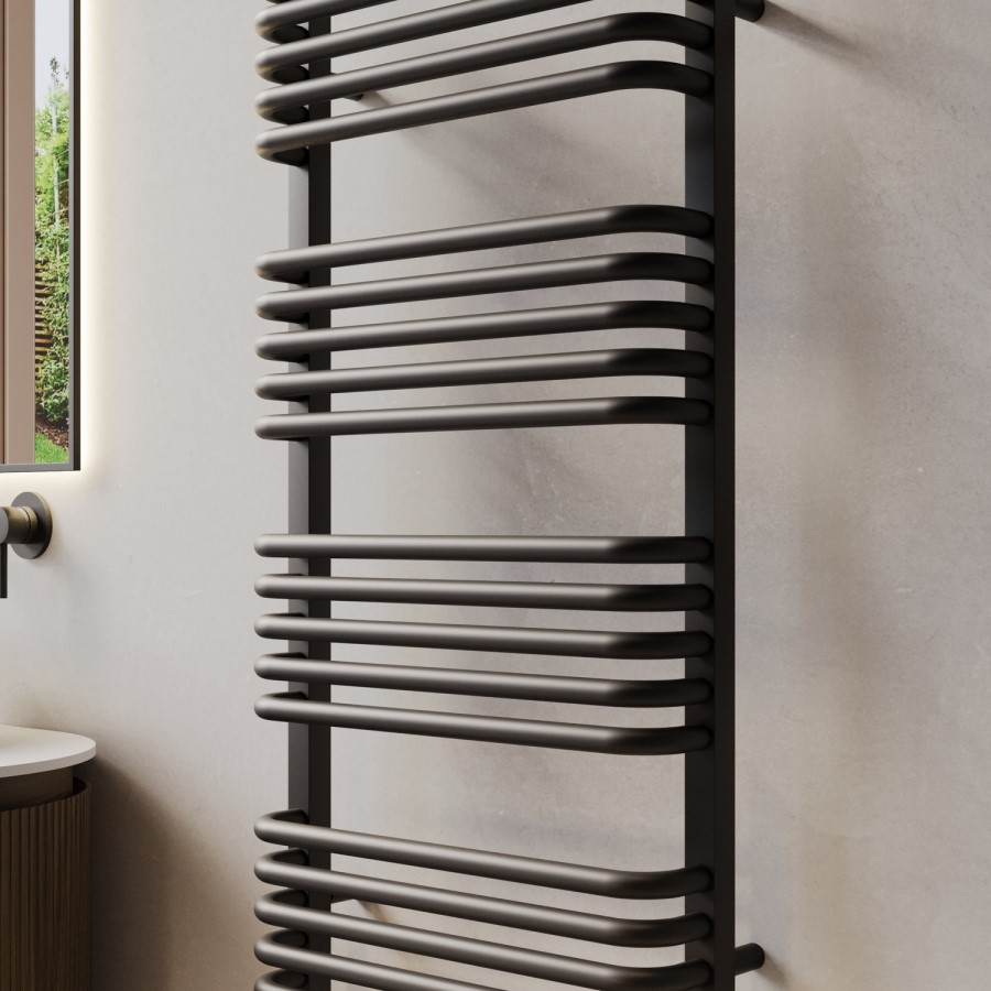 Black Curved Towel Radiator 1000 x 500mm - Ember