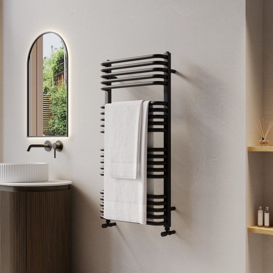 Black Curved Towel Radiator 1000 x 500mm - Ember