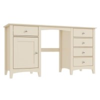 Cream Office Desk with 5 Drawers Storage - Emery Range