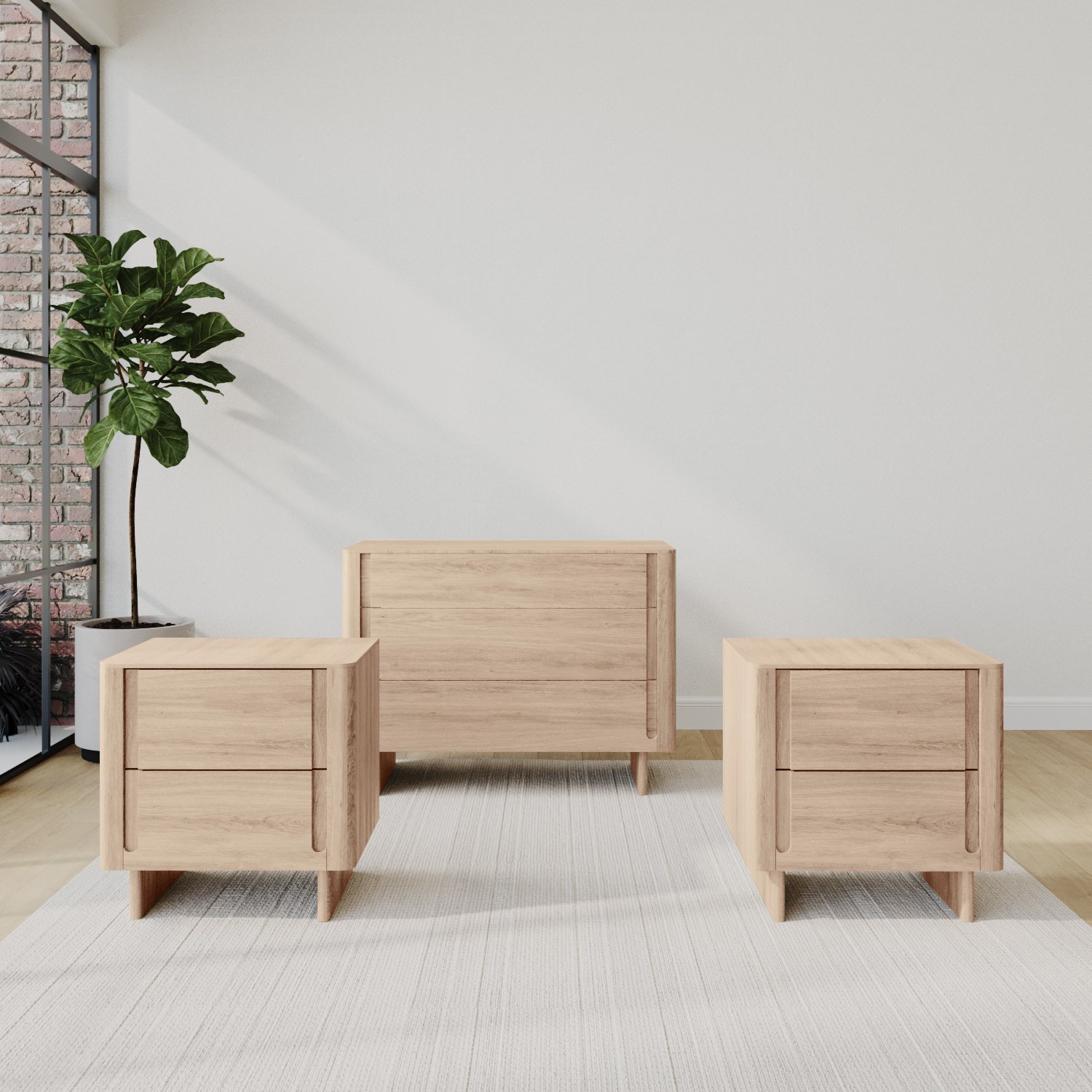 Photo of Light wood 3 piece bedroom furniture set - emile sustainable furniture