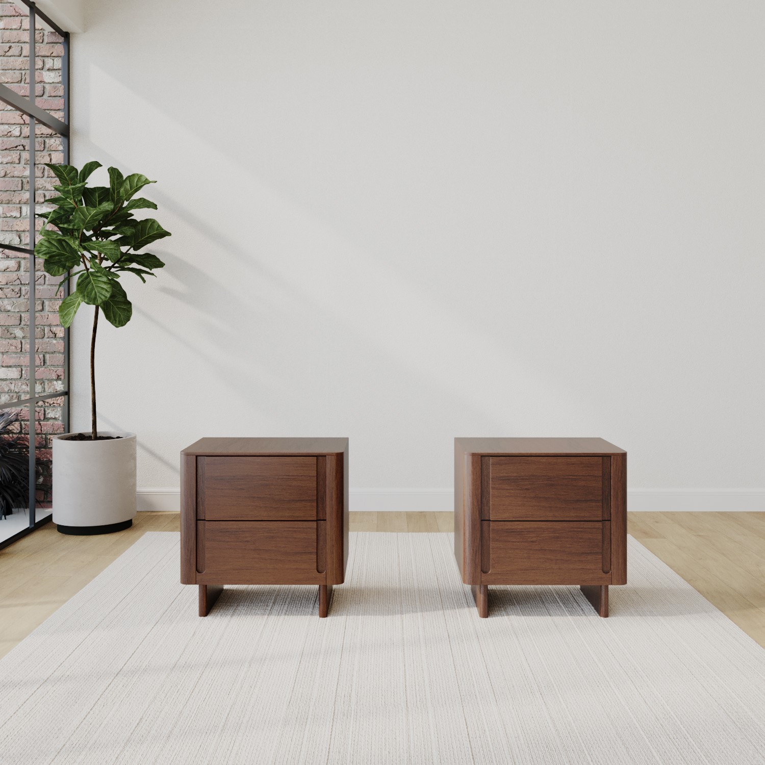 Dark Wood Pair Bedside Tables Sustainable Furniture