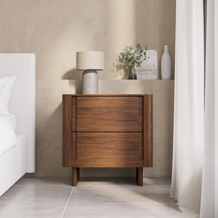 Dark Wood Pair of Bedside Tables - Emile Sustainable Furniture