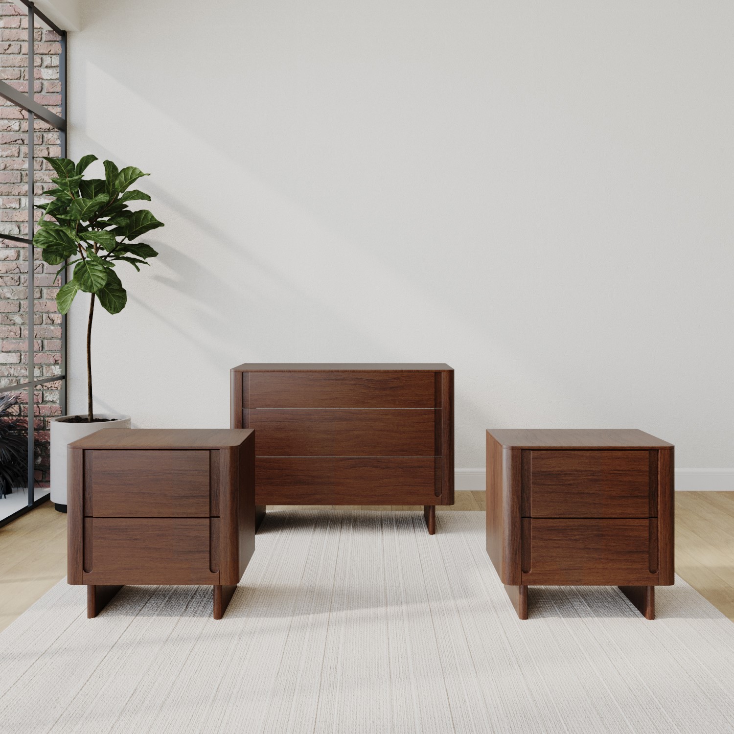Dark Wood 3 Piece Bedroom Furniture Set - Sustainable Furniture