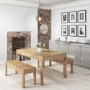 Solid Pine Rectangle Dining Table with 2 Dining Benches - Emerson