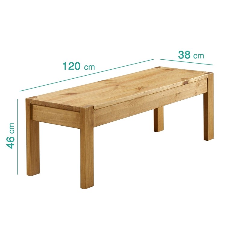 Solid Pine Rectangle Dining Table with 2 Dining Benches - Emerson