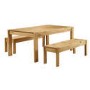 Solid Pine Rectangle Dining Table with 2 Dining Benches - Emerson