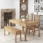 Emerson Solid Pine Rectangle Dining Table with 2 Chairs & 1 Bench