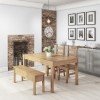 Wooden Dining Table with 2 Chairs &amp; 1 Bench - Emerson