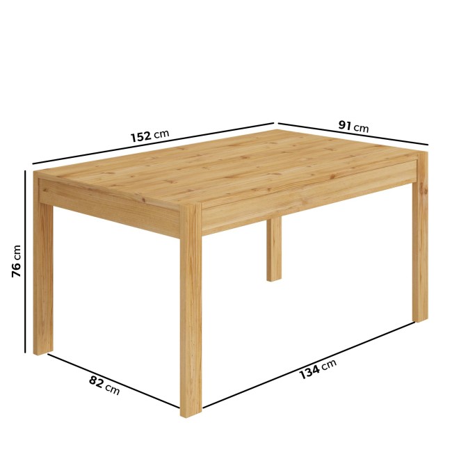 Solid Pine Dining Table Set with 2 Matching Dining Benches - Seats 4 - Emerson