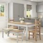 Emerson Grey & Pine Dining Table with 2 Dining Chairs & 2 Grey Benches