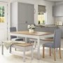 Grey & Solid Pine Dining Table & 2 Grey Chairs & 2 Benches - New Haven