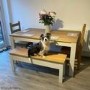 Emerson Grey & Pine Dining Table with 2 Chairs & 1 Bench