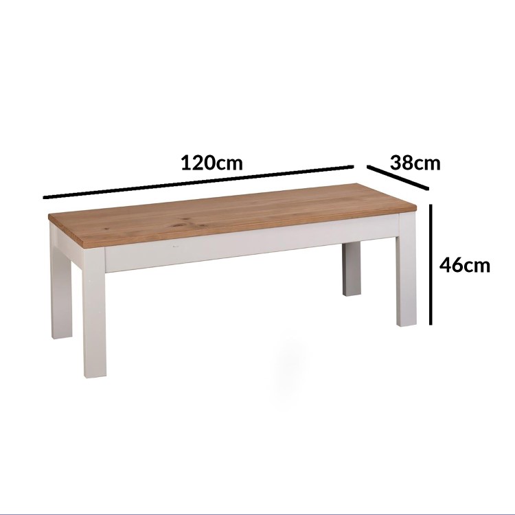 Emerson Grey & Pine Dining Table with 2 Grey Dining Benches