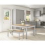 Grey & Solid Pine Dining Table & 2 Benches - Emerson