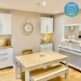 Grey & Solid Pine Dining Table & 2 Benches - Emerson