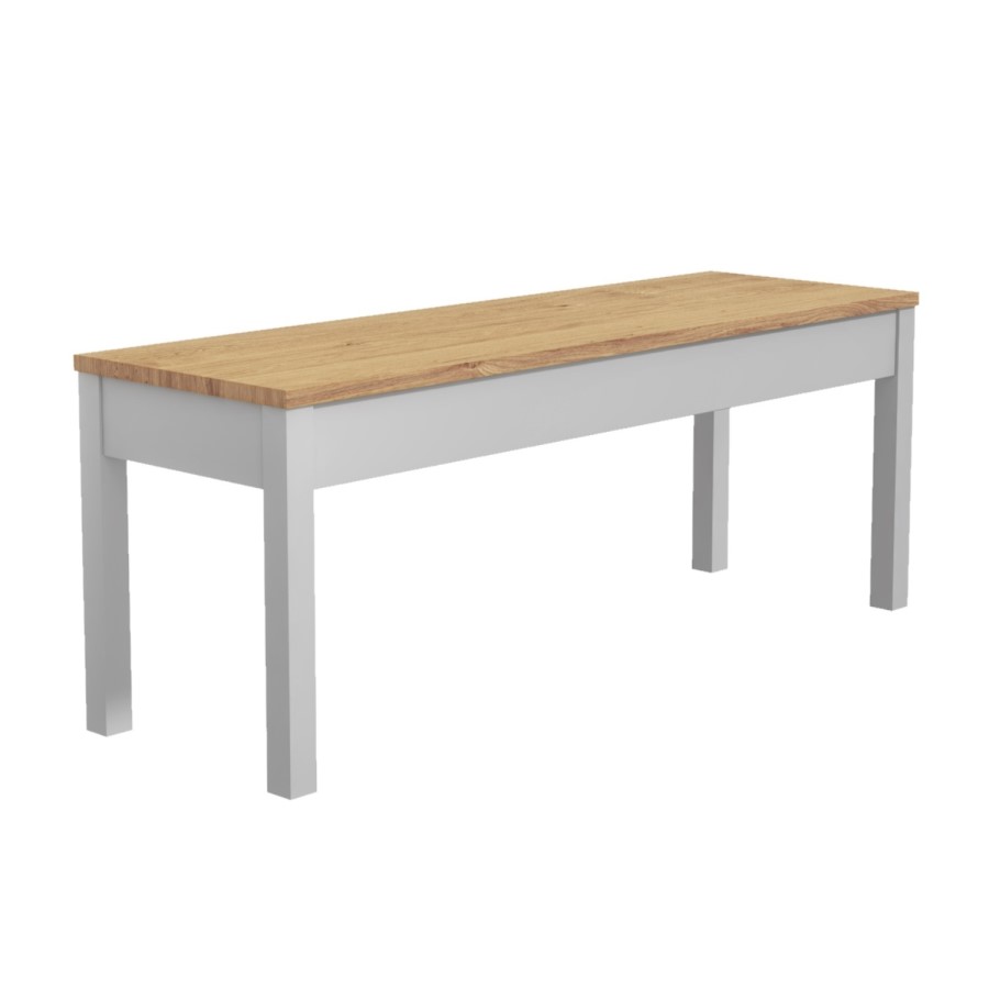 Grey & Solid Pine Dining Table & 2 Cream Velvet Chairs & 2 Benches - Emerson