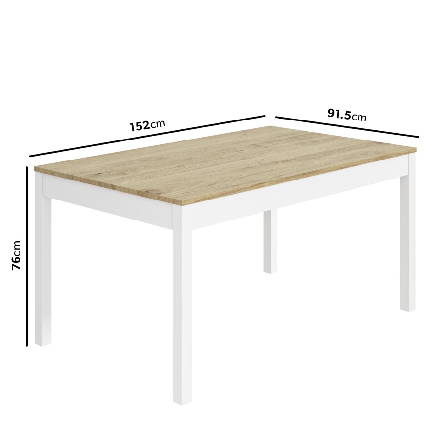 Solid Pine & White Dining Table with 2 Matching Dining Benches - Seats 4 - Emerson