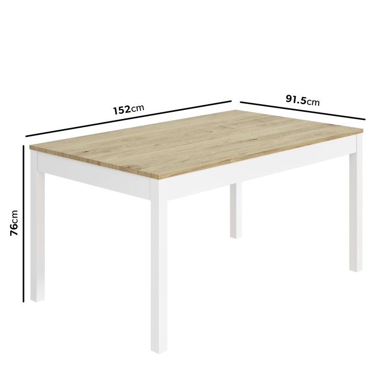 Solid Pine & White Dining Table with 2 White Spindle Dining Chairs & a Matching bench - Emerson